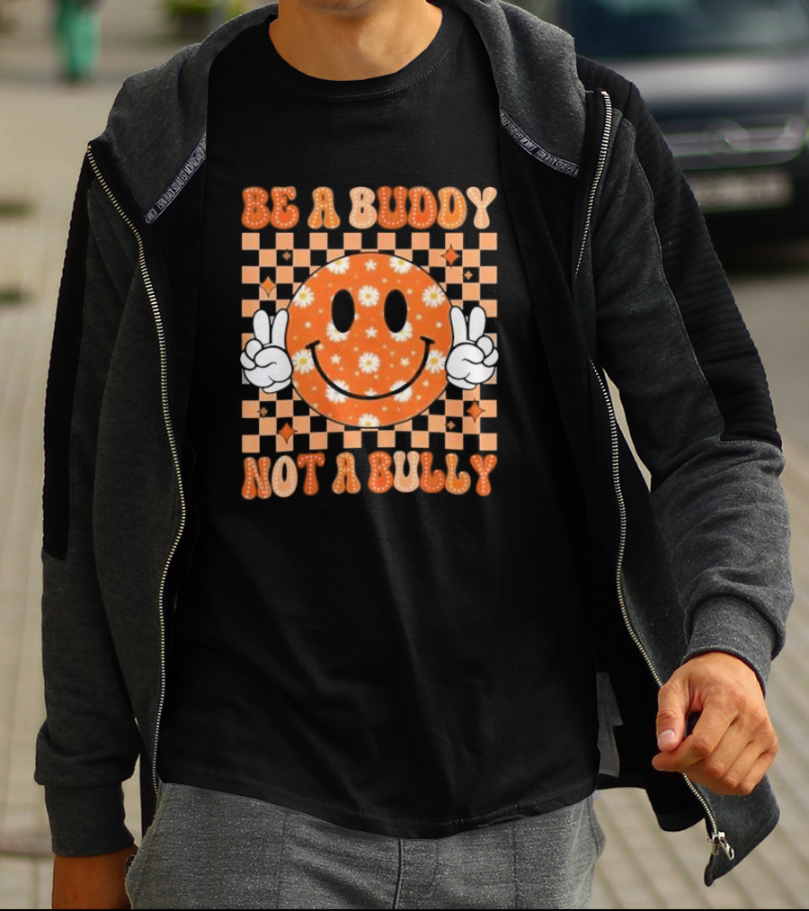 Be A Buddy Not A Bully Unity Day Orange Peace Sign Smile Face T-Shirt
