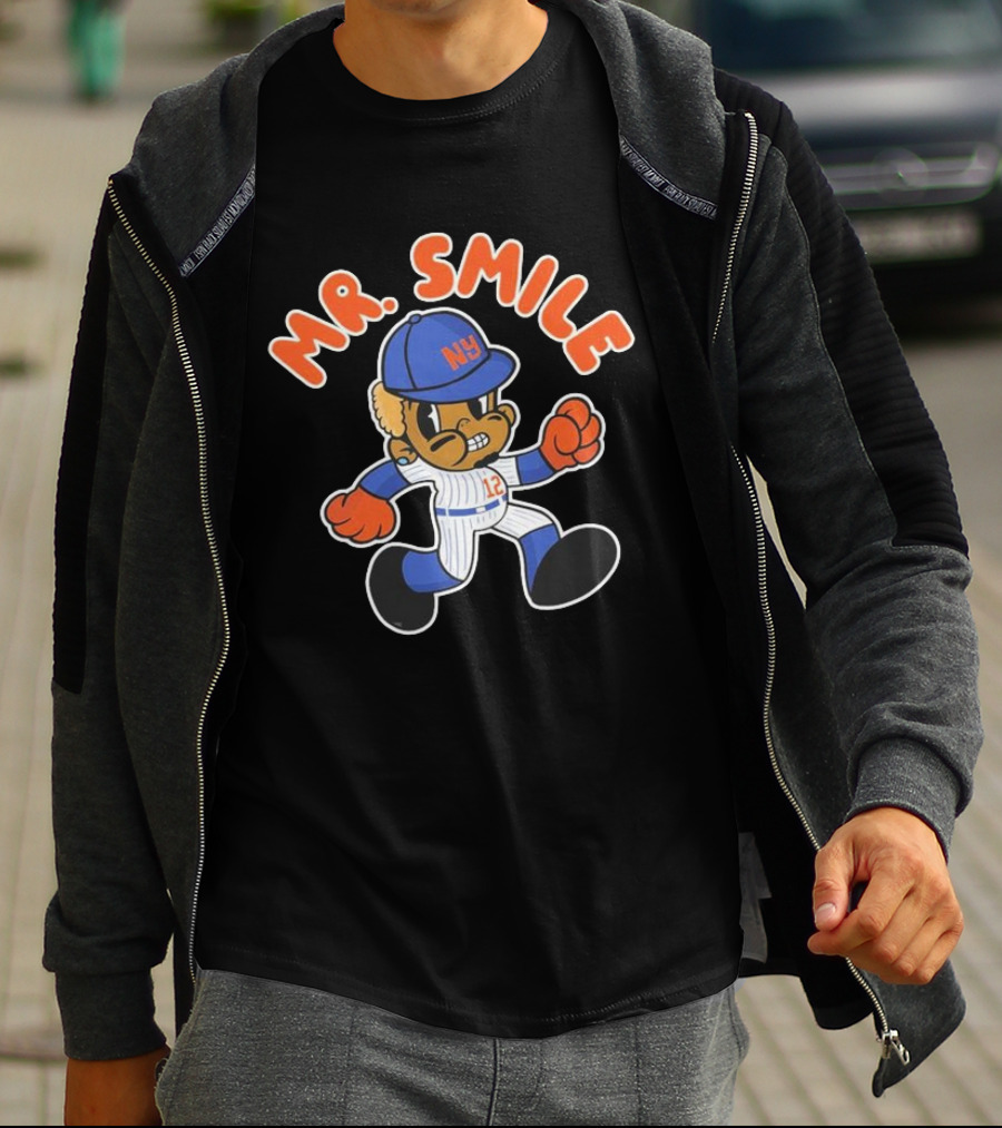 Francisco Lindor Mr. Smile NY Baseball Cartoon Character T-Shirt