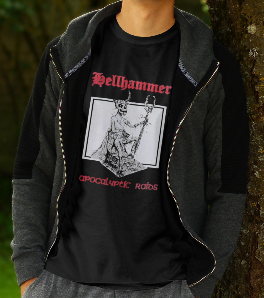Hellhammer Apocalyptic Raids Horned Figure With Runes T-Shirt