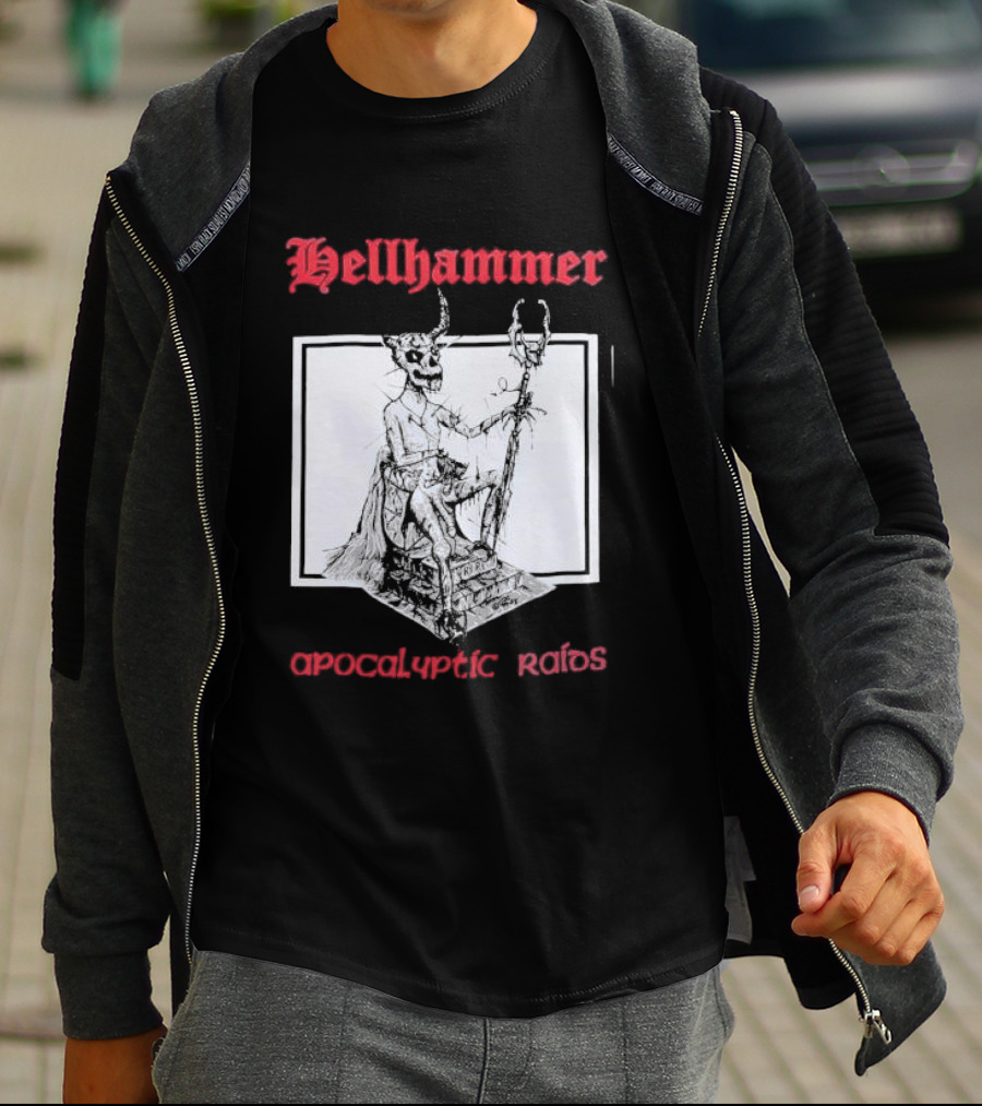 Hellhammer Apocalyptic Raids Horned Figure With Runes T-Shirt