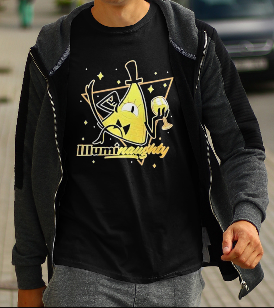 Illuminati Illuminaughty Triangle Cartoon With Wine Glass T-Shirt