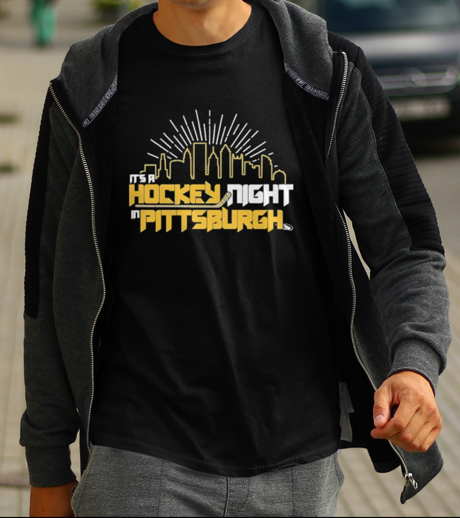 It's A Hockey Night In Pittsburgh Yinz Skyline T-Shirt