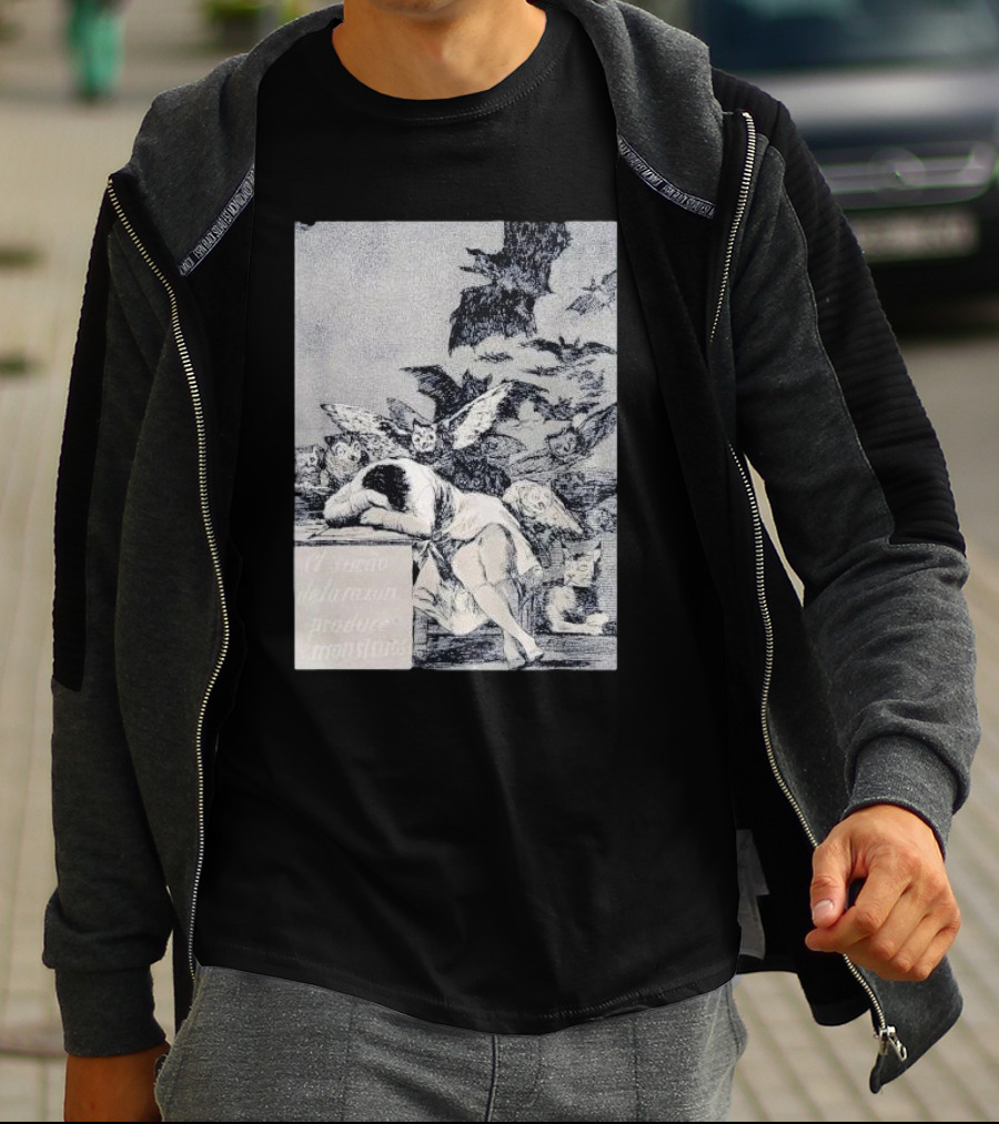 Francisco Goya The Sleep Of Reason Produces Monsters Artwork Scene With Bats And Owls T-Shirt