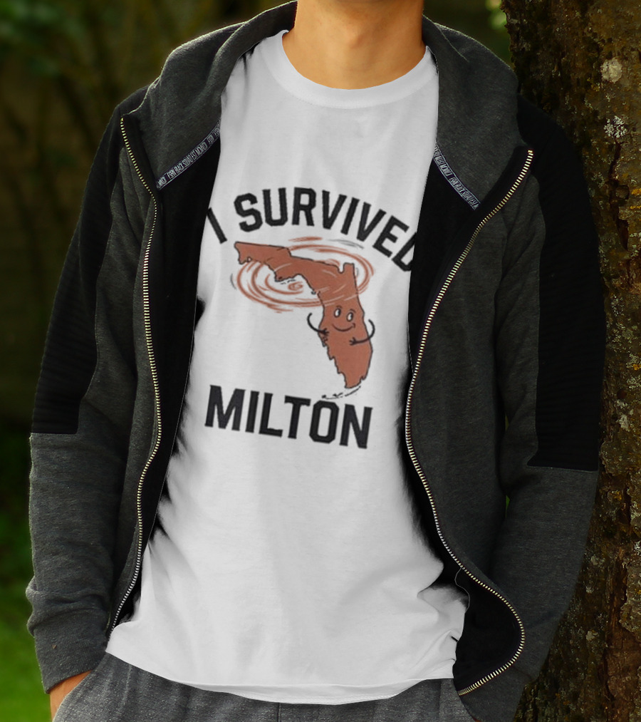 I Survived Milton Florida Super Storm Swirling Cartoon Map T-Shirt