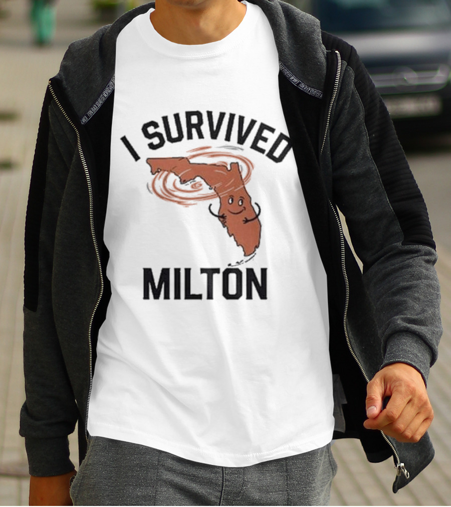 I Survived Milton Florida Super Storm Swirling Cartoon Map T-Shirt