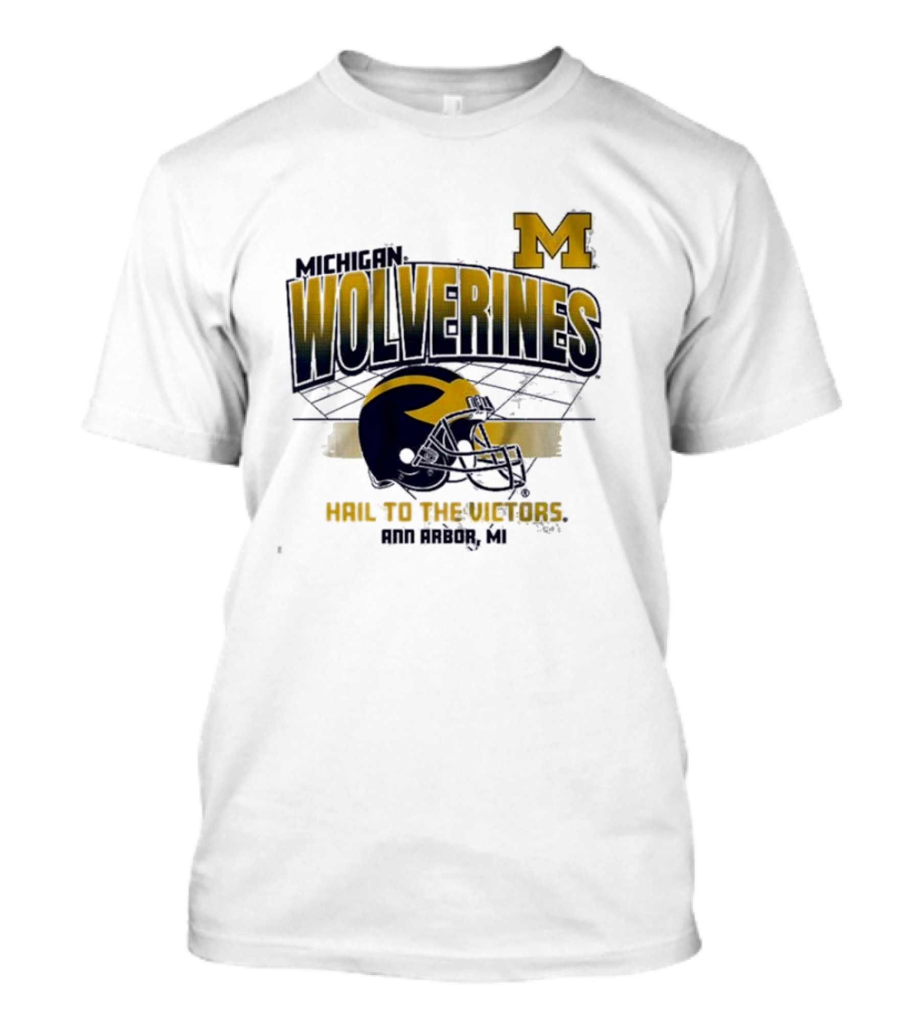 Michigan Wolverines Helmet Hail To The Victors Ann Arbor MI T-Shirt