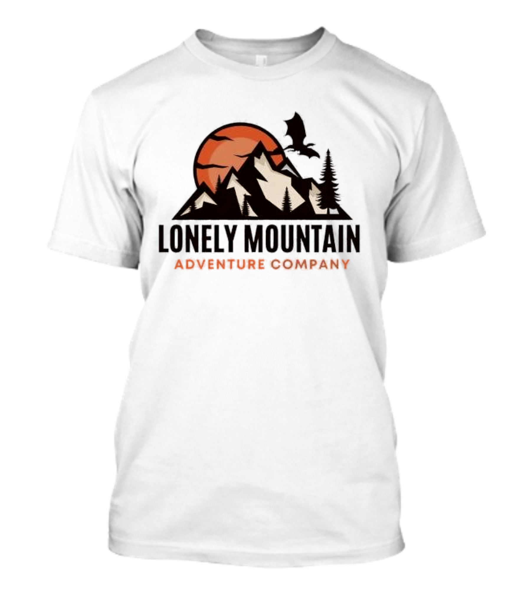 Lonely Mountain Adventure Company Dragon And Sunset Mountain Scene T-Shirt