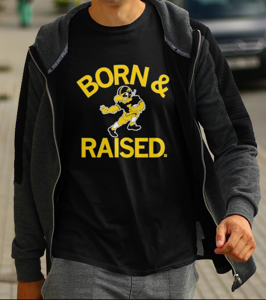 Hawkeyes Born And Raised Vintage Heavyweight Football T-Shirt