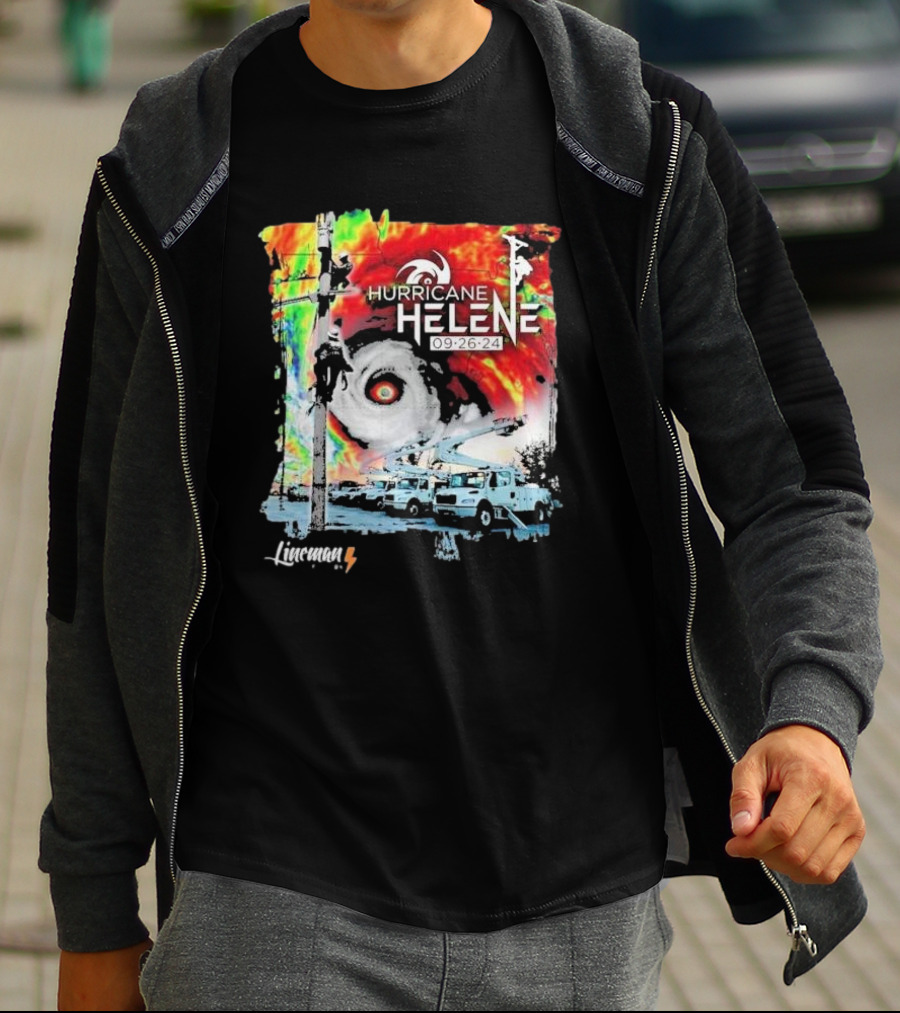 Hurricane Helene 09:26:24 Lineman T-Shirt