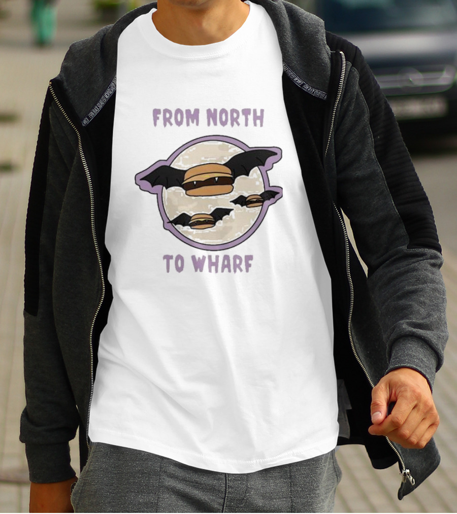 From North To Wharf Flying Burger Bats T-Shirt