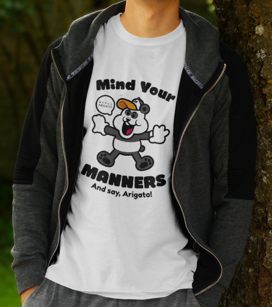 Mind Your Manners And Say Arigato Cartoon Character T-Shirt