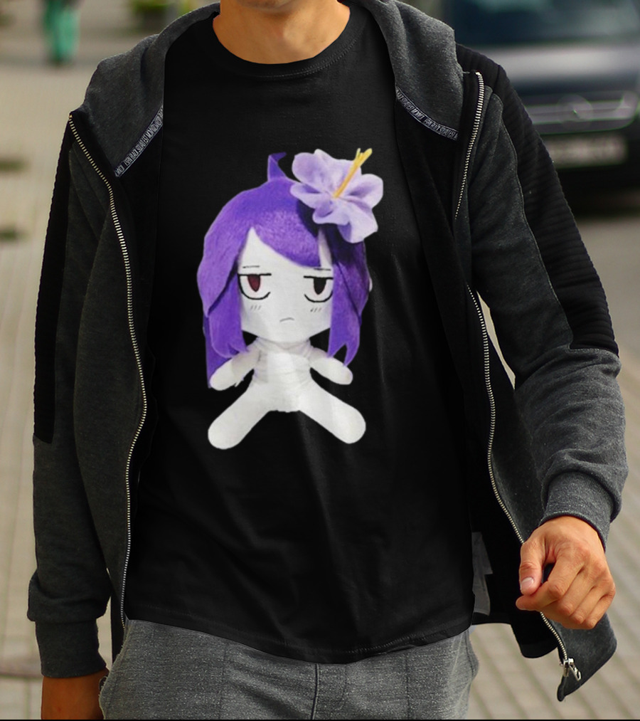 Cynthoni Jvmo Down Right Anime Plush Doll With Purple Hair And Flower T-Shirt