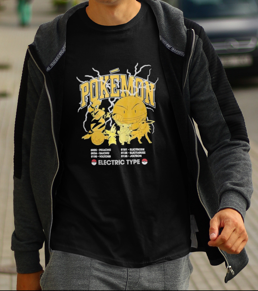 Pokémon Electric Type Pikachu Raichu Voltorb Electrode Electabuzz Jolteon T-Shirt