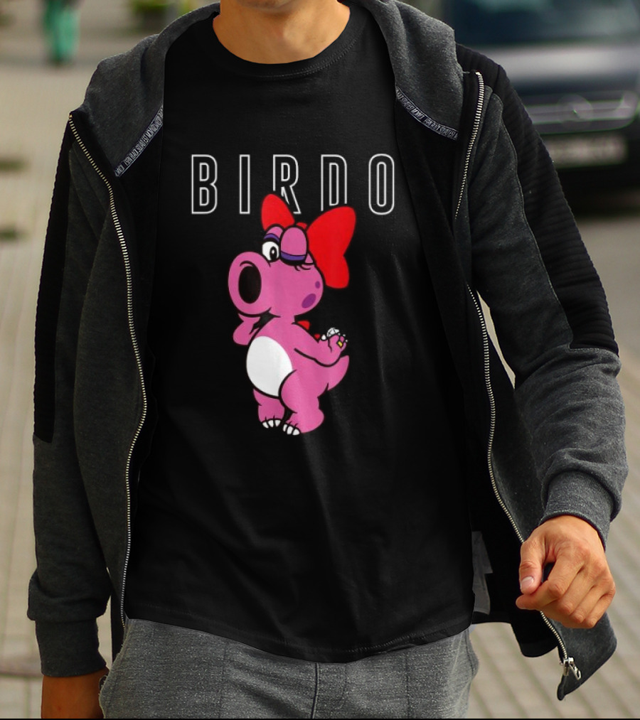 Super Mario Bros Birdo Pink Character With Bow Icon Text T-Shirt