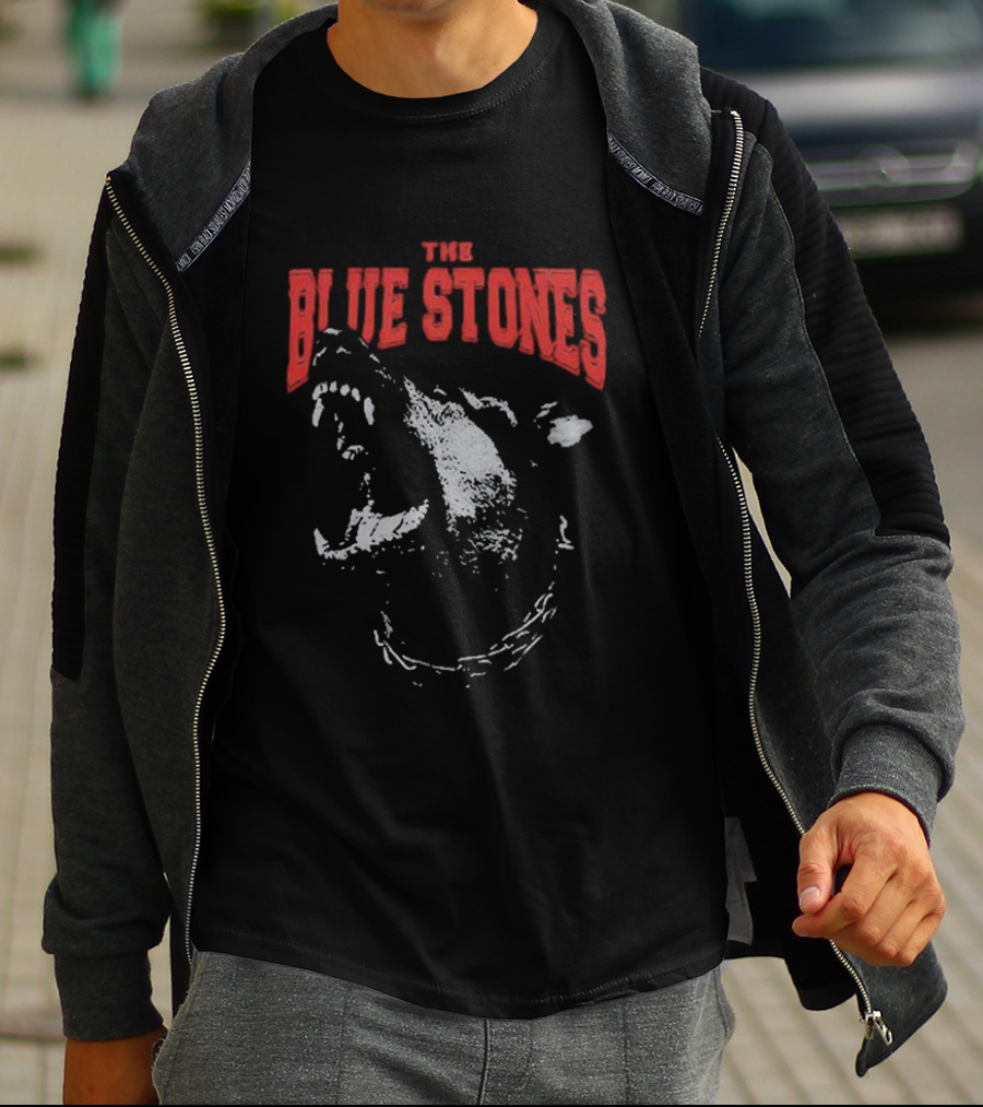 The Blue Stones Fierce Roaring Dog With Chain Collar T-Shirt