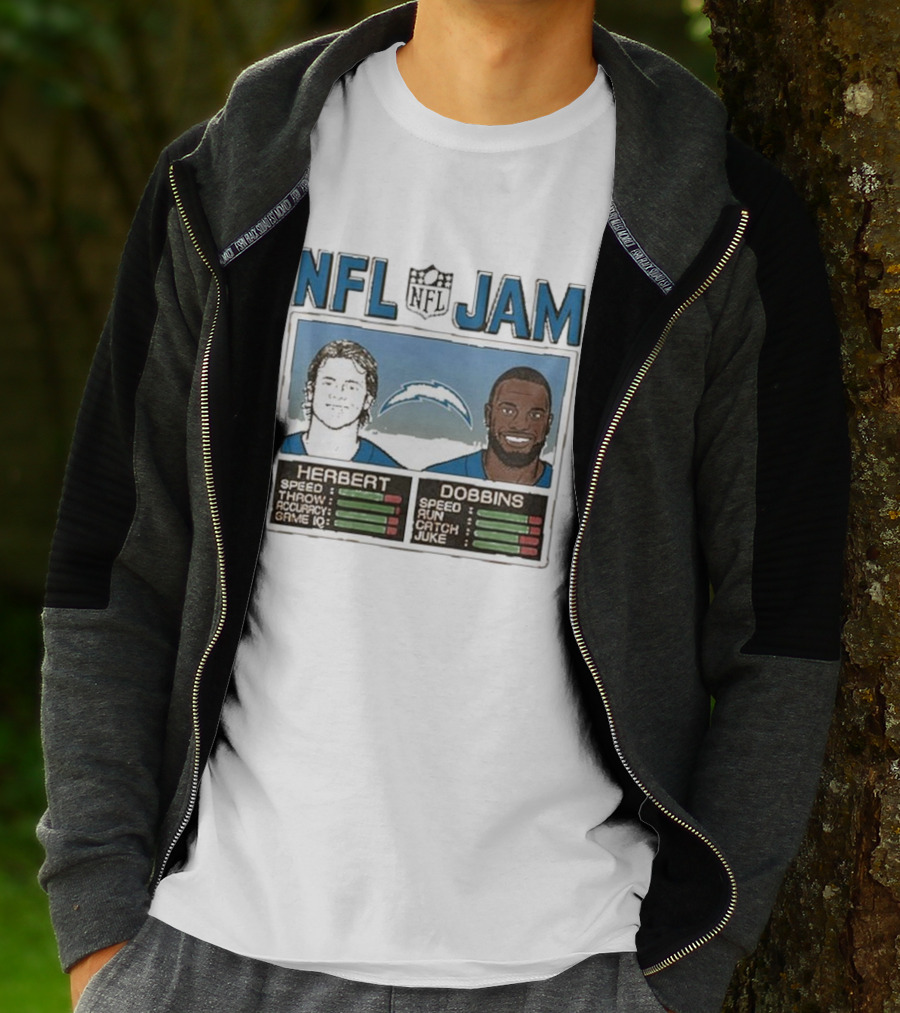 NFL Jam Chargers Herbert Dobbins Stats T-Shirt