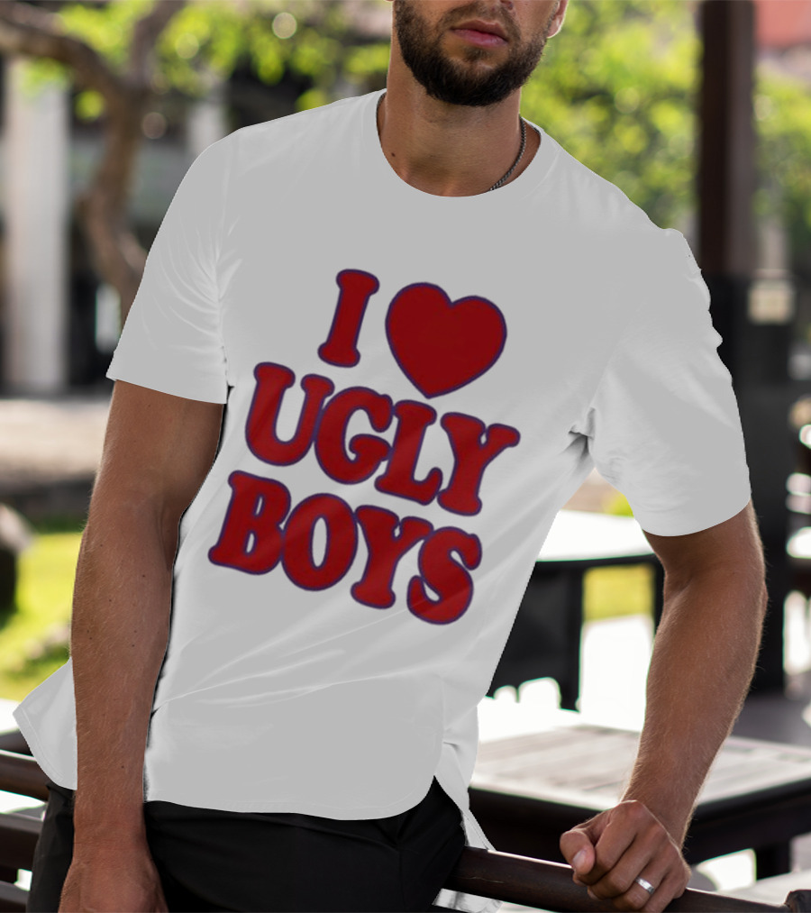 Omar Apollo I Love Ugly Boys Red Text Heart T-Shirt