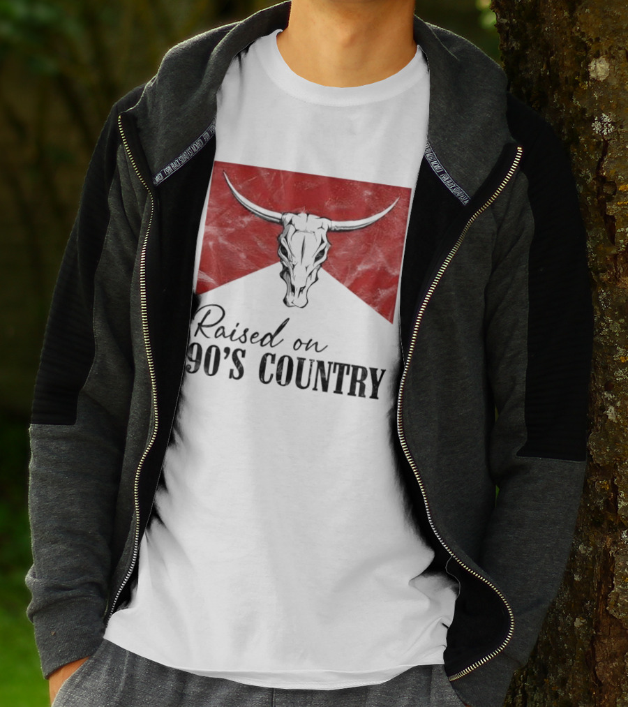 Raised On 90’s Country Western Bull Skull T-Shirt