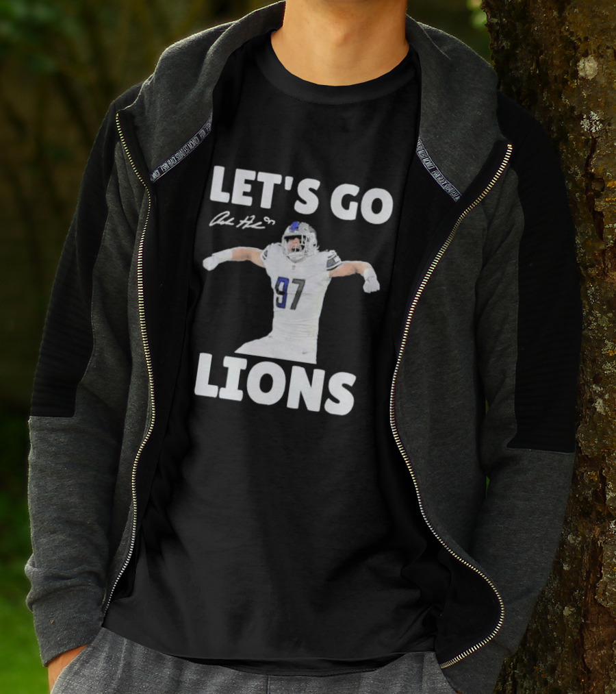 Let's Go Lions Aidan Hutchinson Detroit Lions Signature T-Shirt