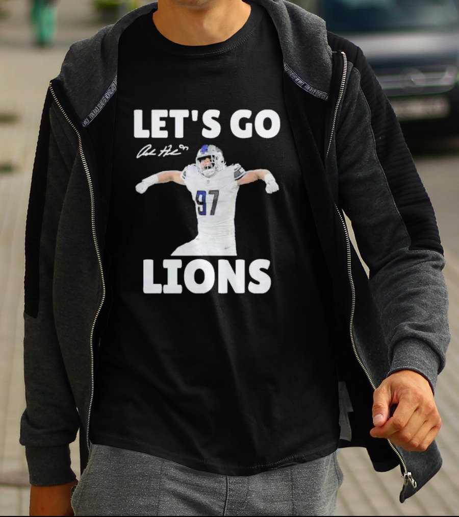 Let's Go Lions Aidan Hutchinson Detroit Lions Signature T-Shirt