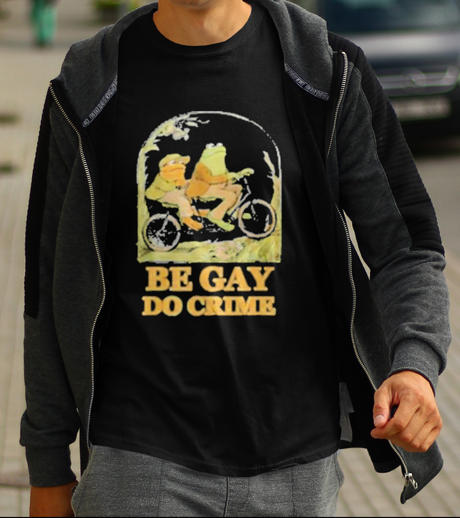 Frogs Be Gay Do Crime Bicycle Adventure T-Shirt