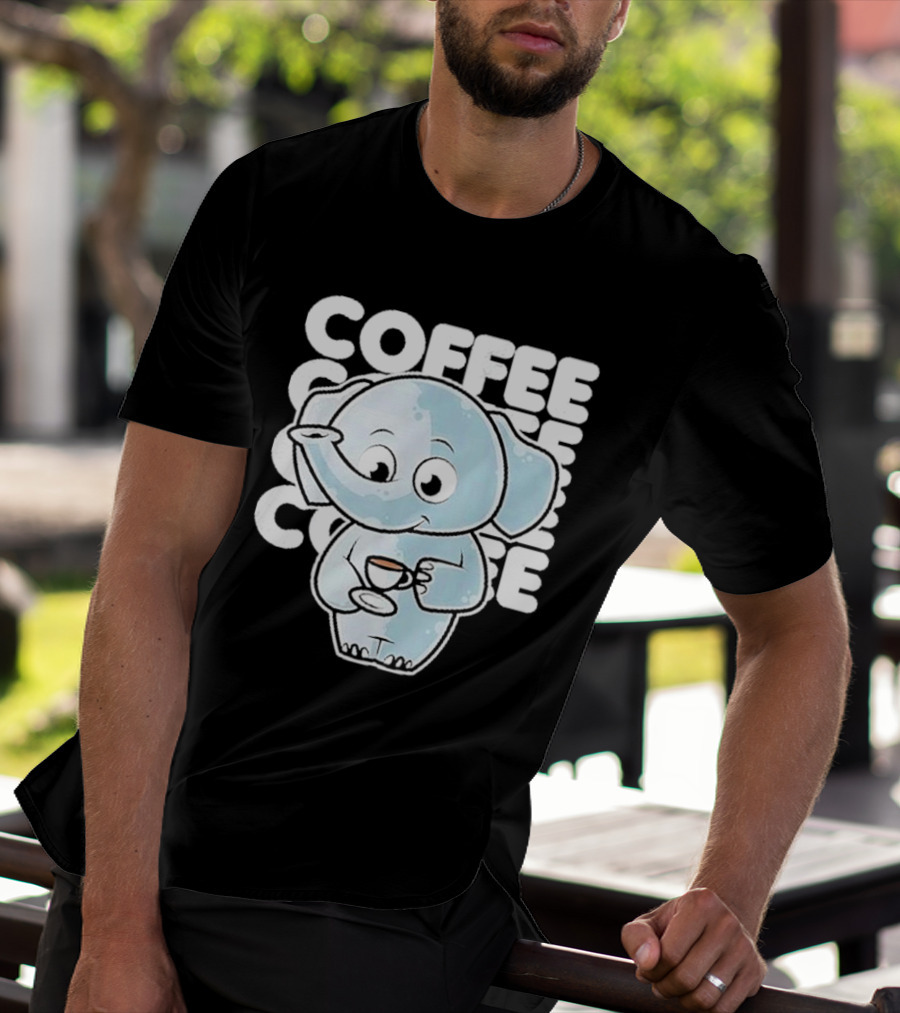Cute Elephant Coffee Kawaii Neko Anime T-Shirt