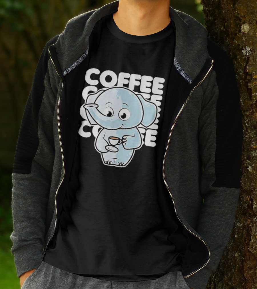 Cute Elephant Coffee Kawaii Neko Anime T-Shirt