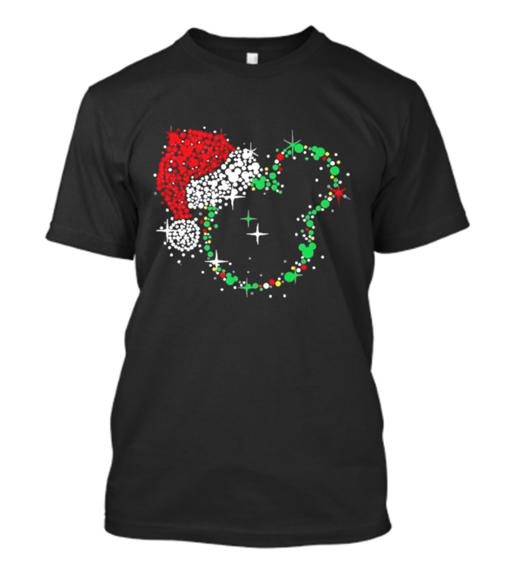Mickey Mouse Santa Hat Christmas Lights Disney T-Shirt