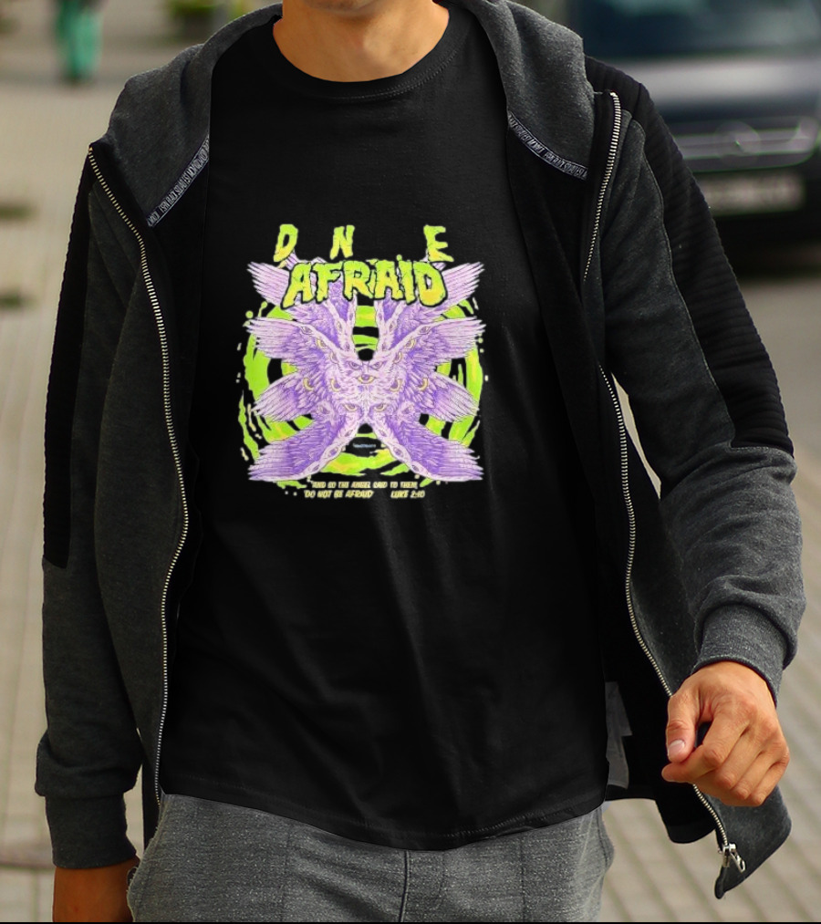 DNE Afraid Realistic Angel Luke 2:10 T-Shirt
