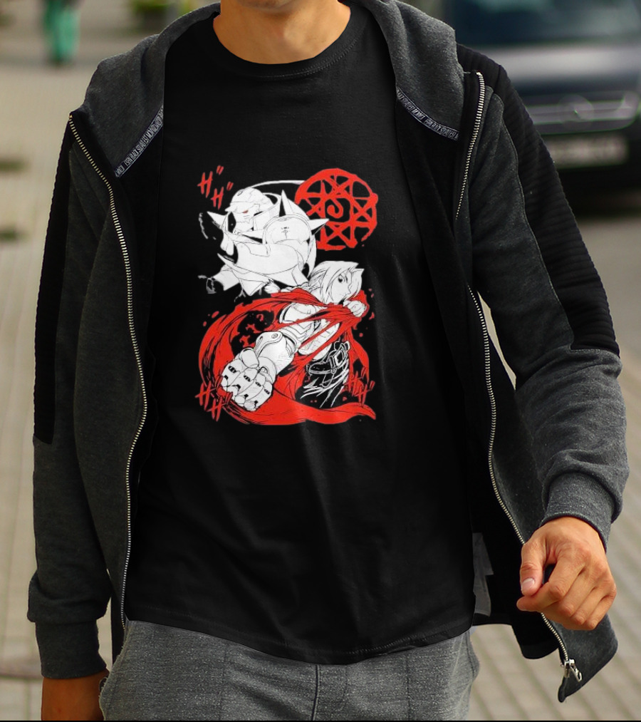 Fullmetal Alchemist Brotherhood Alphonse Elric Red Alchemy Circle Edward Elric T-Shirt