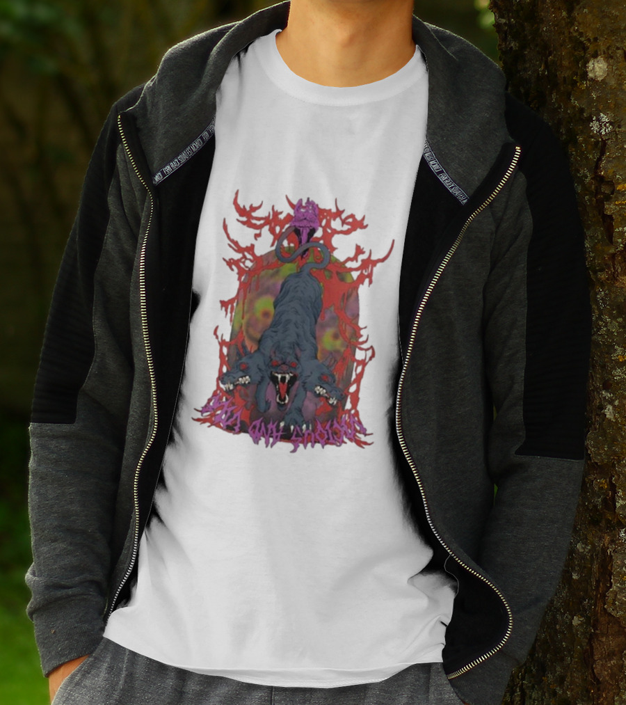 Cerberus Vicious And Psychedelic Flames T-Shirt