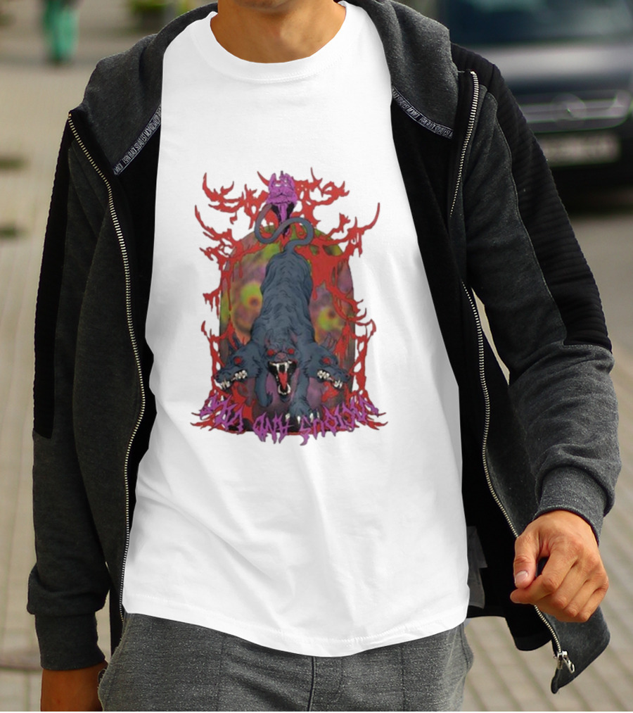 Cerberus Vicious And Psychedelic Flames T-Shirt