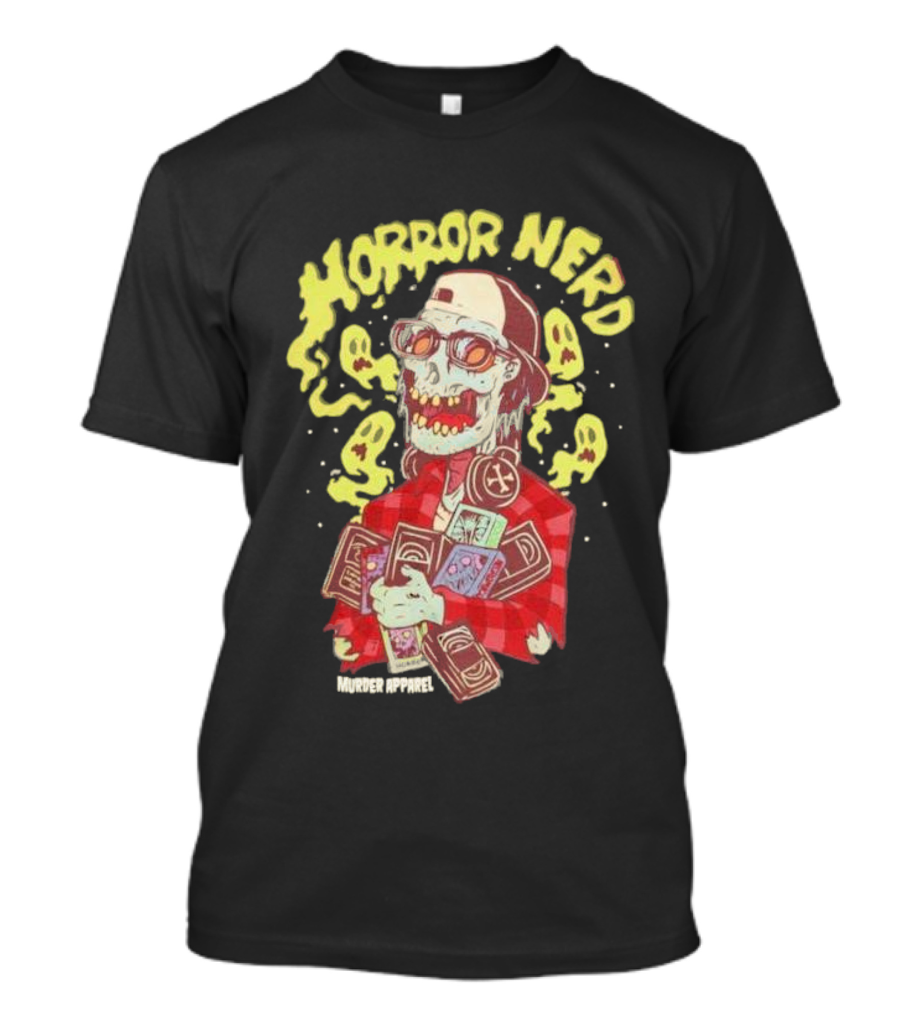 Horror Nerd Zombie Holding Comics Murder T-Shirt