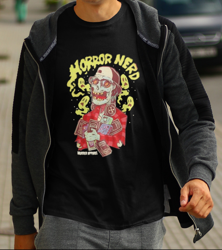Horror Nerd Zombie Holding Comics Murder T-Shirt