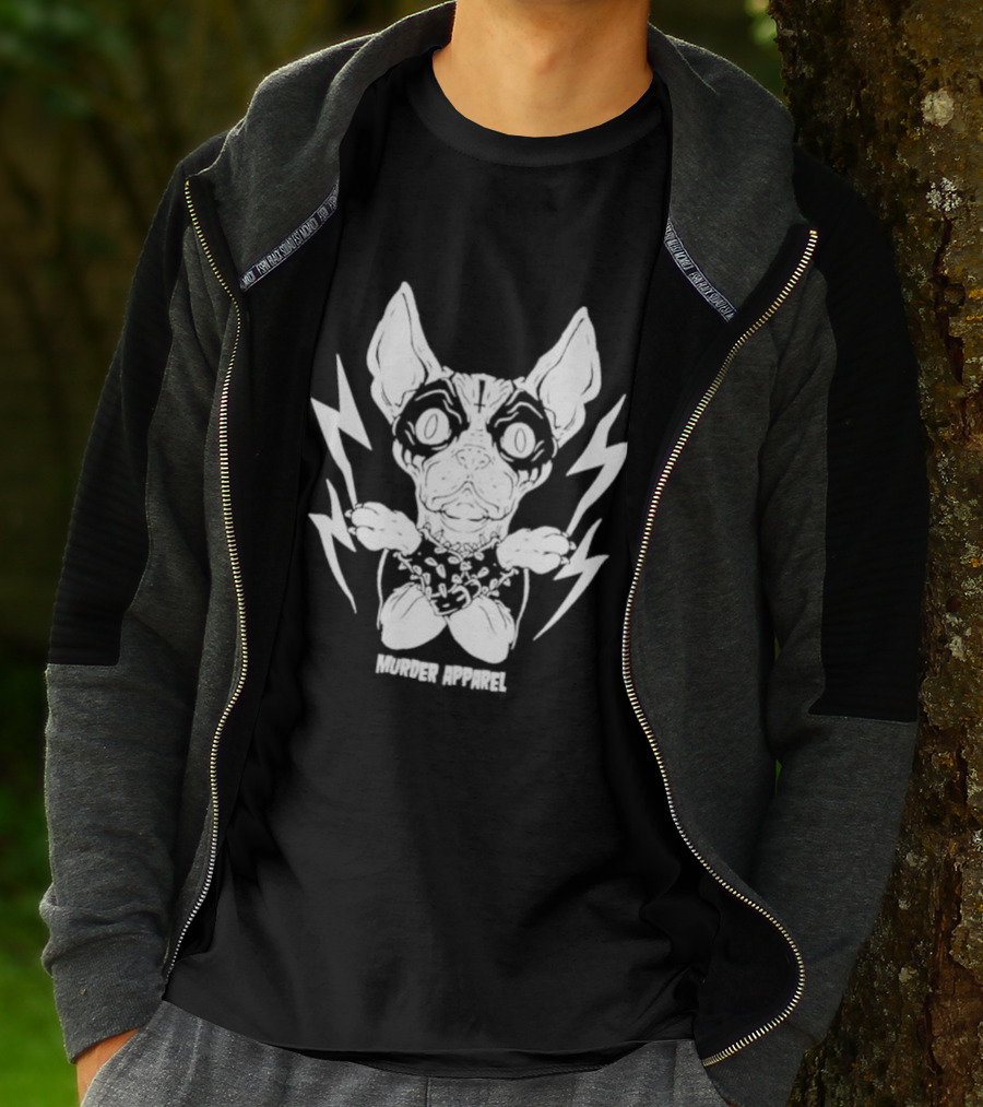 Metal Sphynx Dog Murder Apparel With Lightning Bolts T-Shirt
