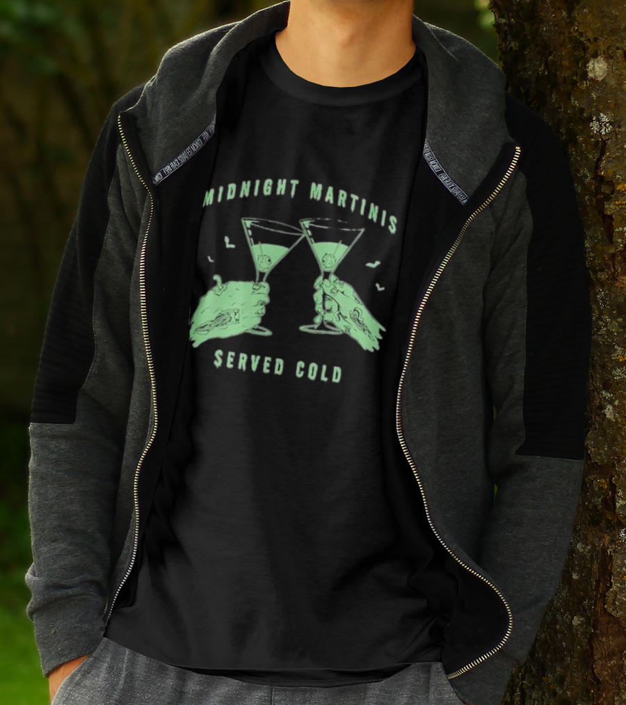 Midnight Martinis Served Cold Zombie Hands Cheers T-Shirt