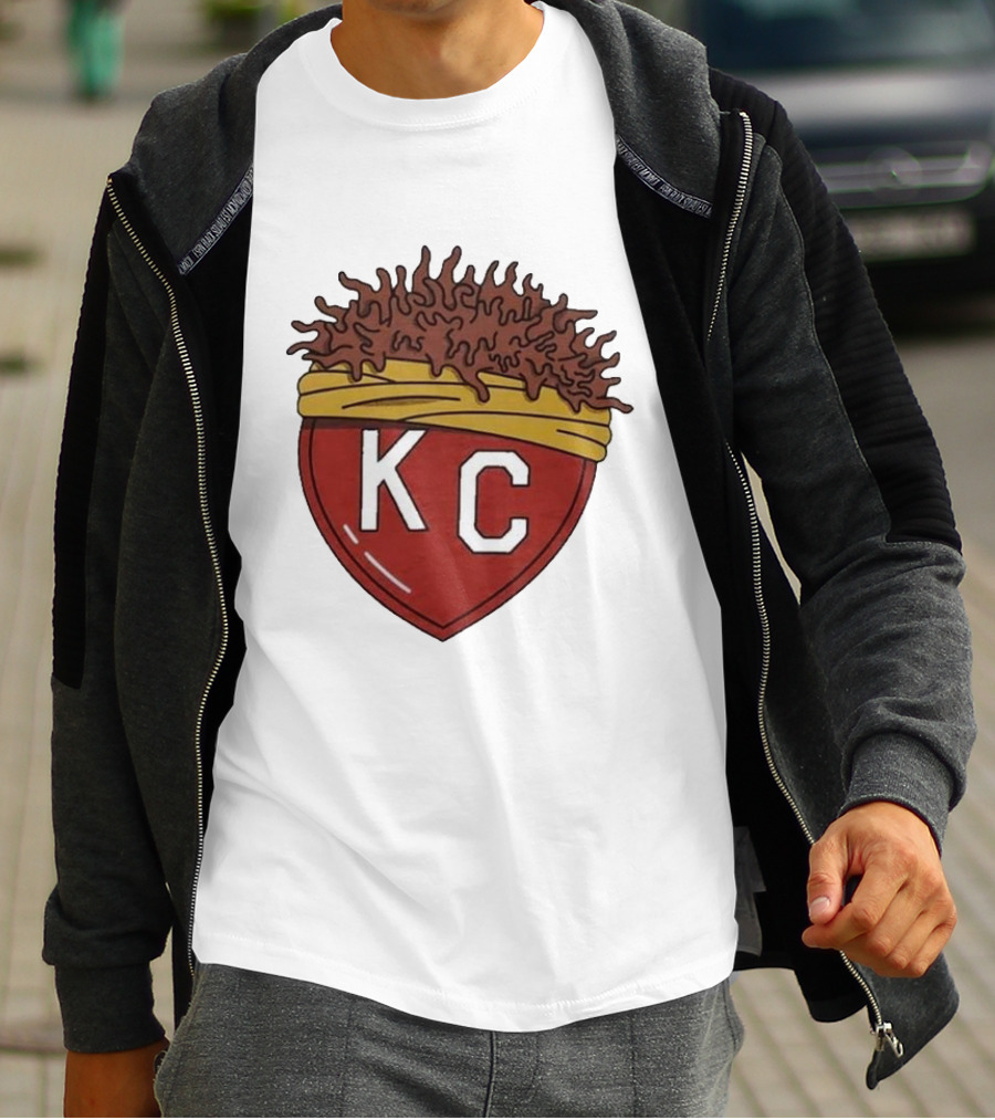 Charlie Hustle KC Heart Logo With Afro Hairband T-Shirt