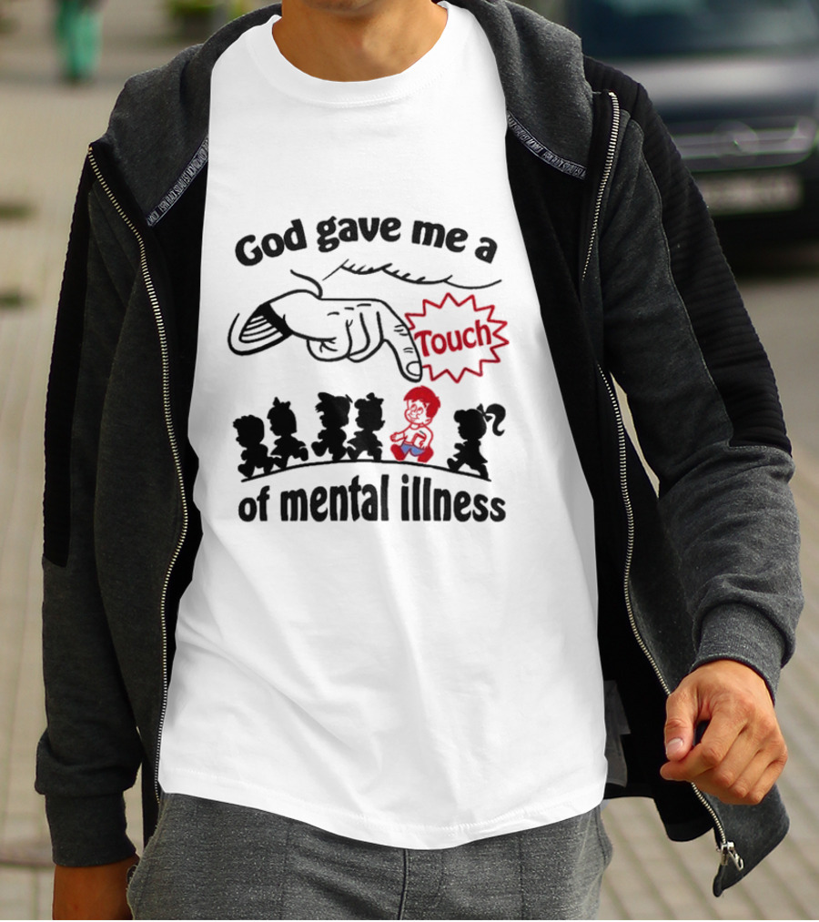 God Gave Me A Touch Of Mental Illness Retro Cartoon Icons T-Shirt