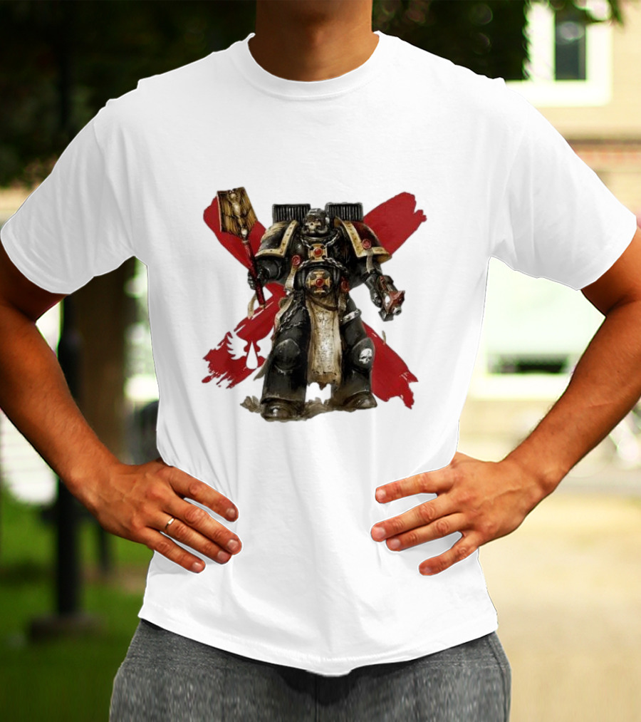 Blood Angels Joytoy Warhammer Space Marine With Red Wings Background T-Shirt