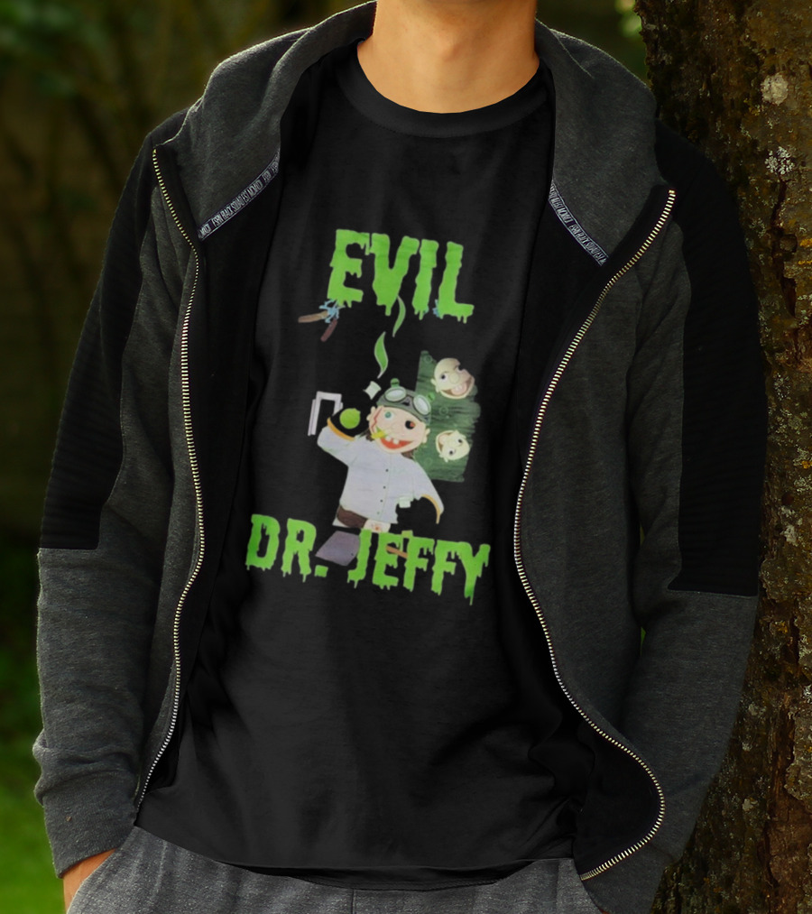 Evil Dr. Jeffy SML Mad Scientist Character With Green Smoke And Zombie Heads T-Shirt
