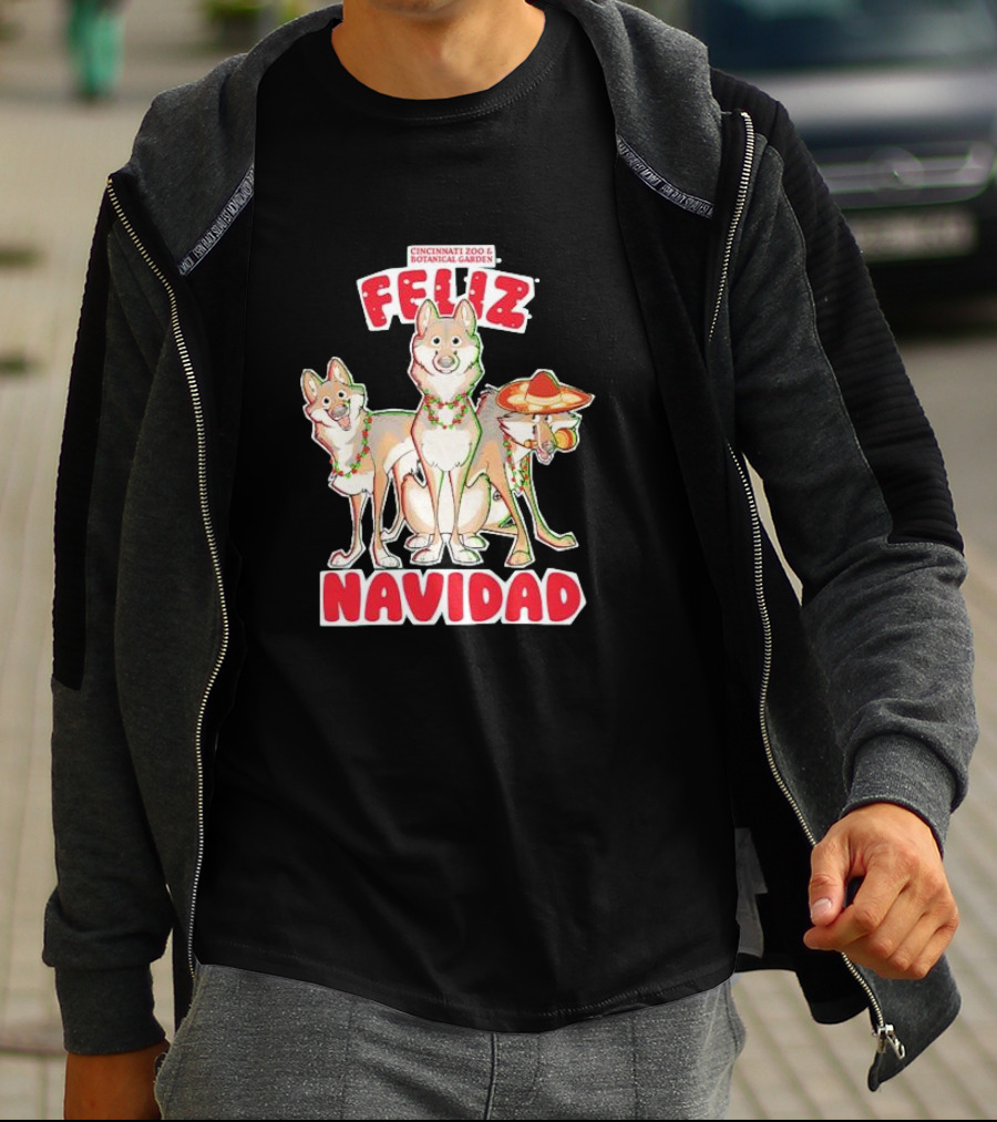 Feliz Navidad Wolves Cincinnati Zoo Botanical Garden T-Shirt
