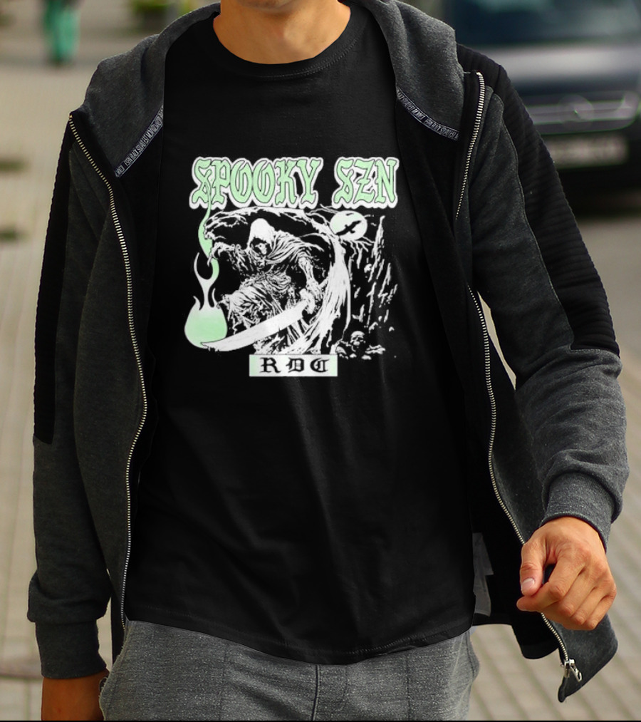 RDCWorld Spooky Szn Grim Reaper Flame T-Shirt