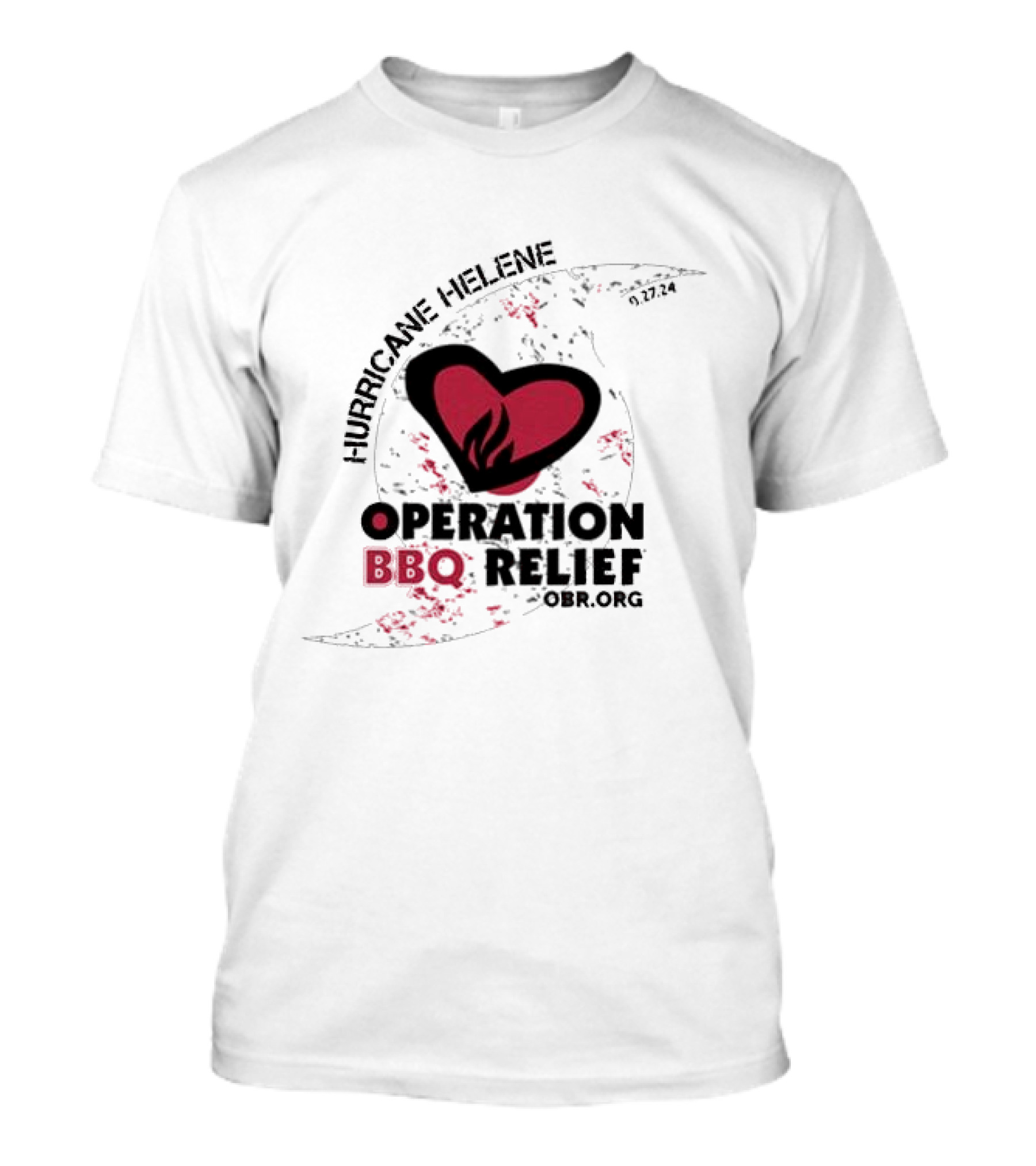Hurricane Helene Operation BBQ Relief OBR.org Heart Flame 9.27.24 T-Shirt