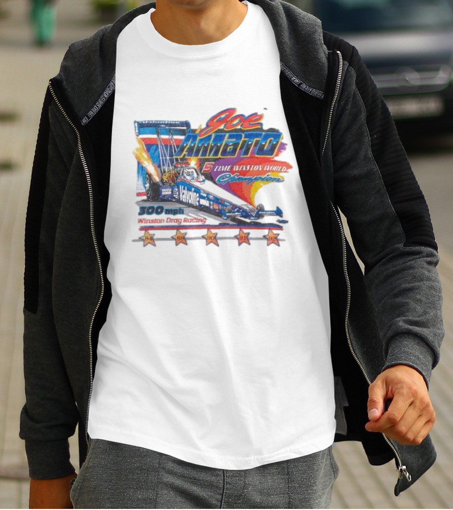 Joe Amato 5 Time Winston World Champion 300 Mph NHRA Drag Racing 1984 1988 1990 1991 1992 T-Shirt