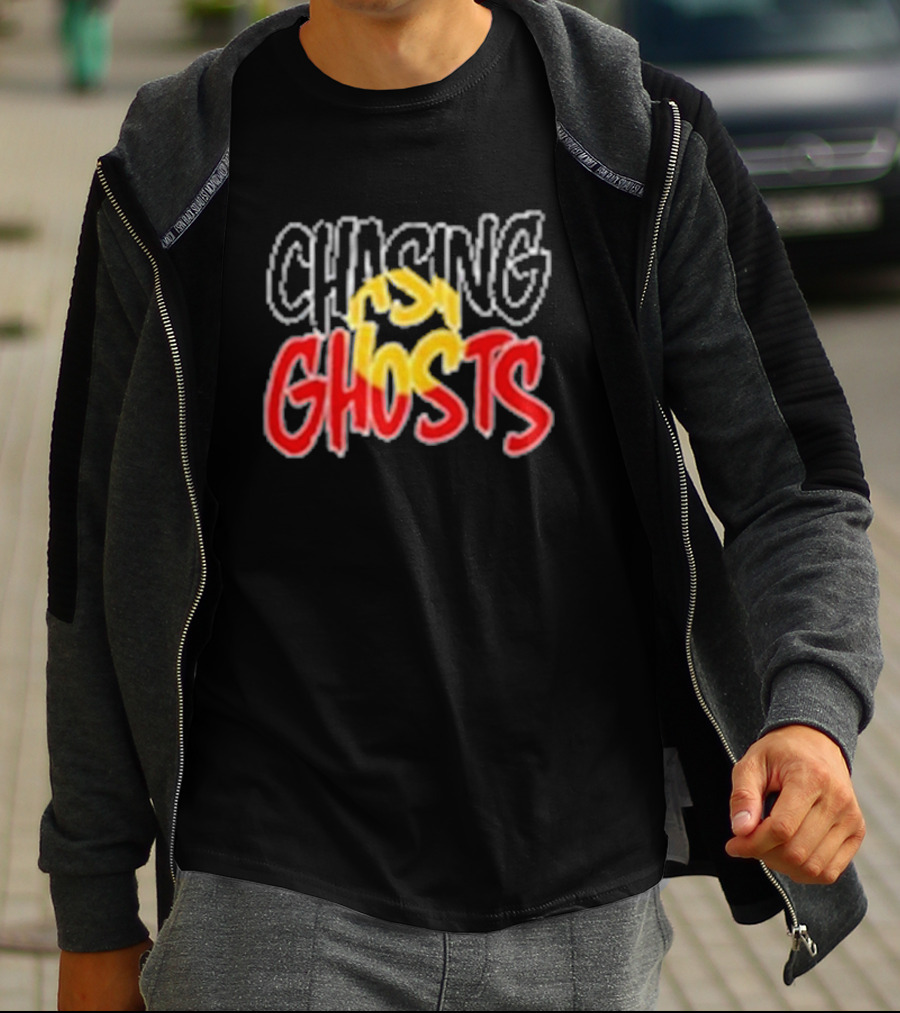 Chasing Ghosts Vibrant Color Text T-Shirt
