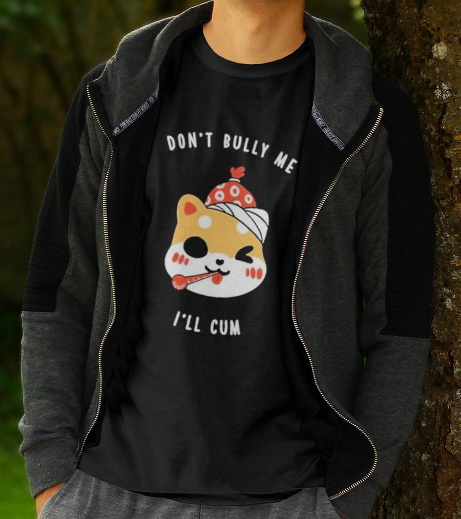 DON'T BULLY ME I'LL CUM CAT WITH THERMOMETER AND RED BEANIE OOSP STUDIO T-Shirt