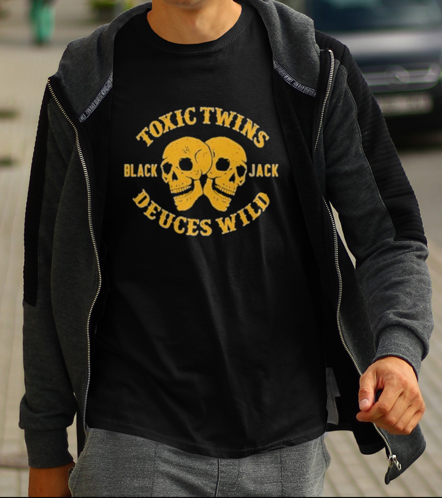 Toxic Twins Deuces Wild Black Jack Skull Skulls T-Shirt