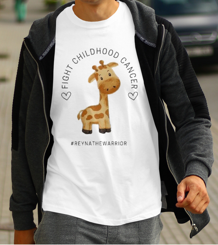 Fight Childhood Cancer Reyna The Warrior Giraffe Hearts T-Shirt