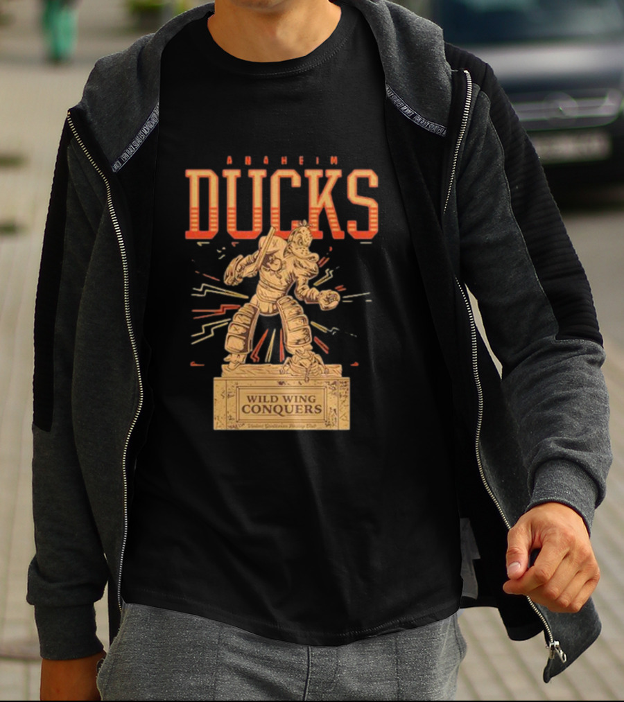 Anaheim Ducks Wild Wing Conquers Statue T-Shirt