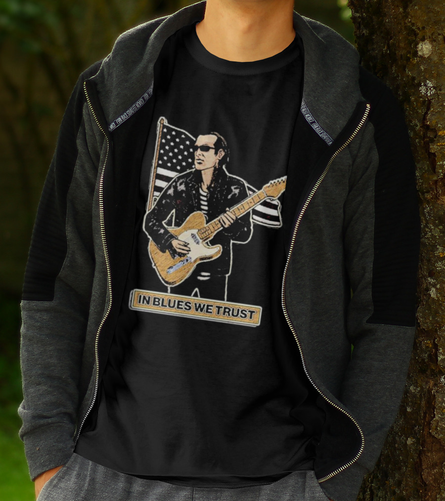 In Blues We Trust Joe Bonamassa Blues Hero American Flag Guitar T-Shirt